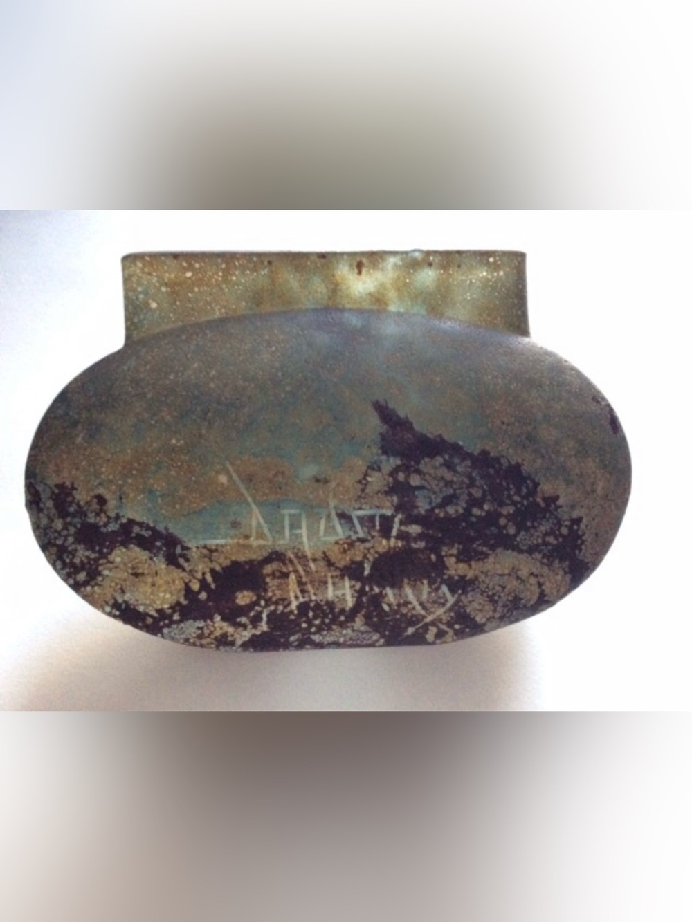 French Antique “Pâte de Verre” Vase DAUM Nancy C.1900 with Abstract Design